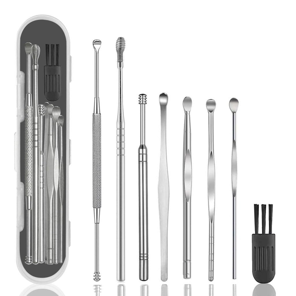 8 Pcs Ear Wax Removal Kit,Professional Double-Headed Ear Pick Earwax Removal Tools,316L Stainless Steel Ear Cleaner Curette with