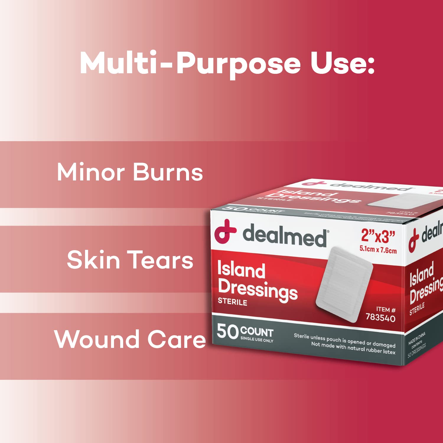 Dealmed Sterile Bordered Gauze Island Dressings - 400 Count, 2 x 3 Gauze Pads, Disposable, Latex-Free, Adhesive Borders with Non