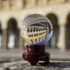 Amlong Crystal New Clear Crystal Ball Sphere Asian Quartz 80mm (3 inch Diameter) with Wooden Stand and Gift Box