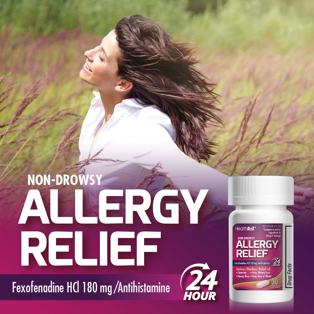 HealthA2Z Fexofenadine Hydrochloride 180mg, Antihistamine for Allergy Relief, Non-Drowsy, 24-Hour Antihistamine for Allergy Reli