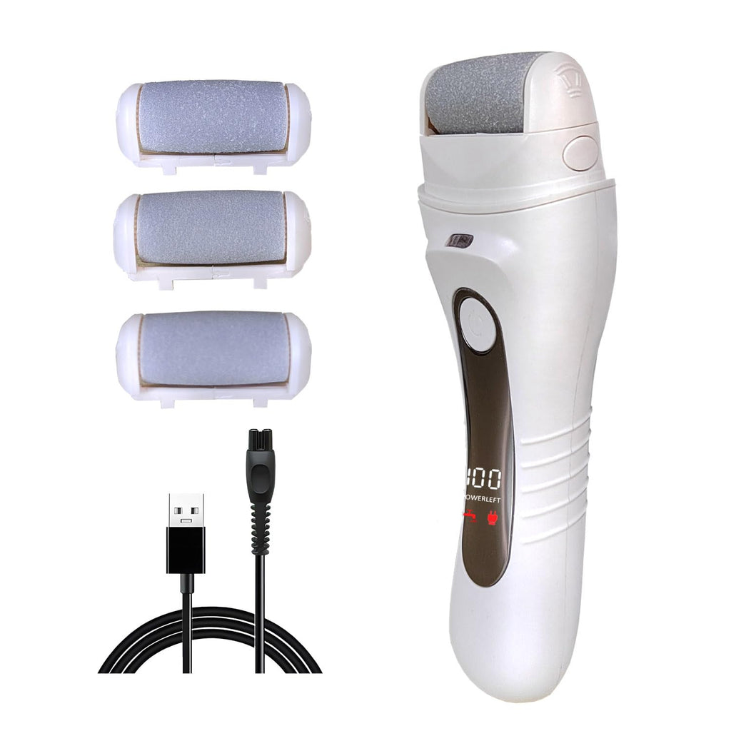 Electric Callus Remover for feet - FSA Eligible - Portable Rechargeable Electric Foot Files with 3 Heads - Pedicure Kit for Dry 