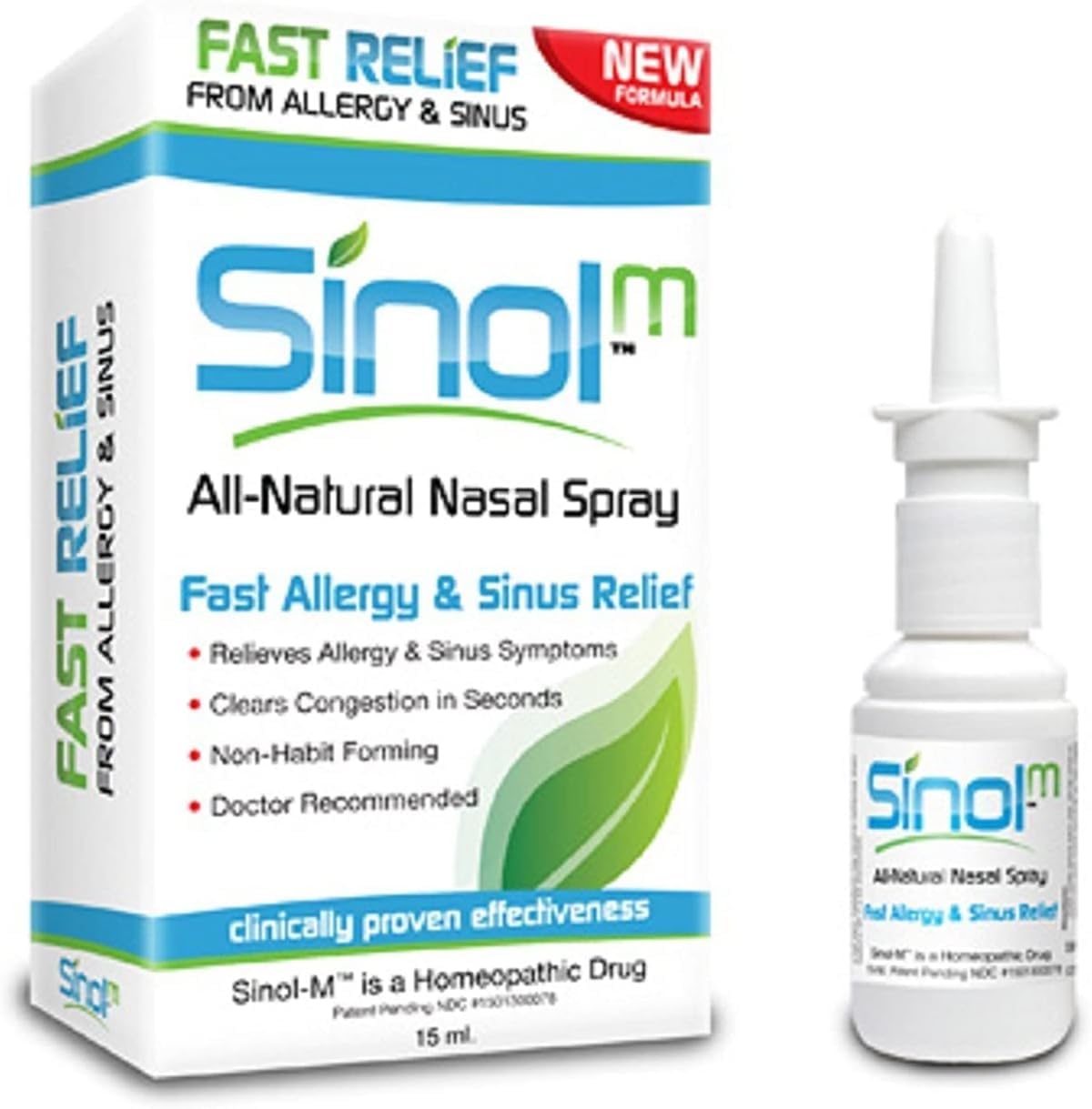 SinolM, All-Natural Nasal Relief Spray for Fast Allergy & Sinus Relief, 15 ml (Pack of 3)