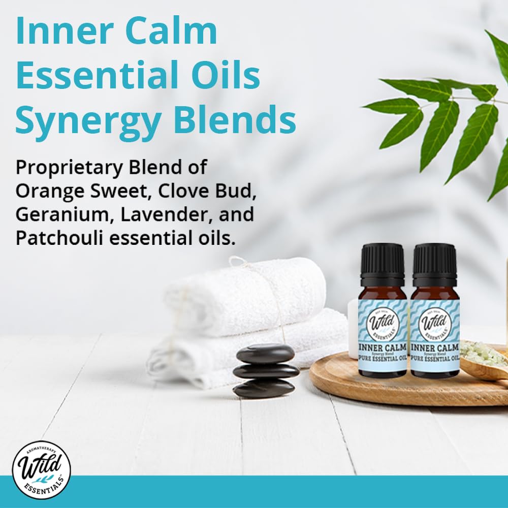 Wild Essentials Exquisite Signature Essential Oil Blend Inner Calm, Two 10 ML Bottles - Pure Essential Oils Synergy Blend, New L