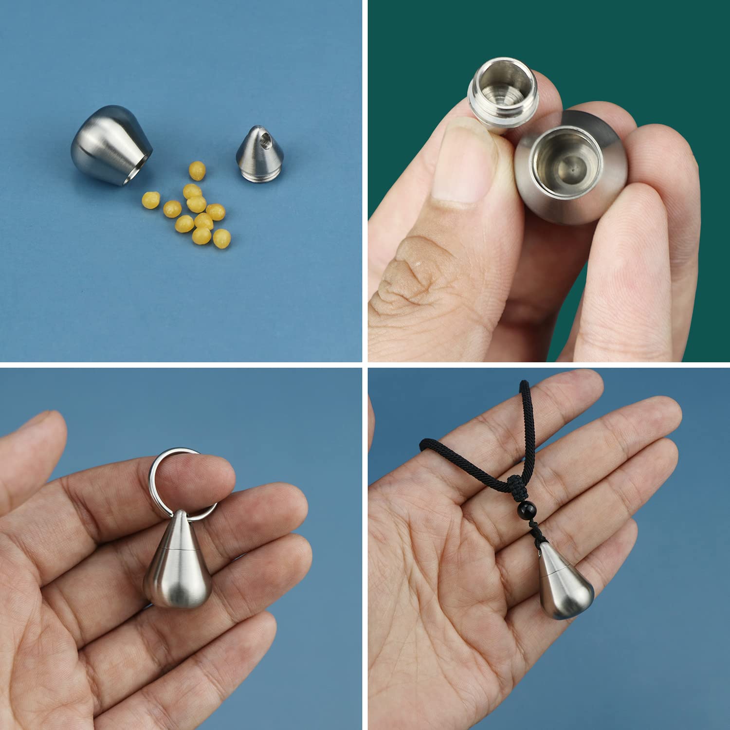 Titanium Pill Fob Necklace, Waterproof Pill Case Keychain, Pill Container Small EDC Travel Outdoor Pill Bottle, Hidden Pill Hold