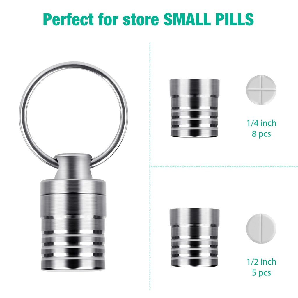Micro Pill Holder with Keychain Necklace, Opret Titanium Pill Container for Travel Purse Pocket, Waterproof Pill Case for Emerge