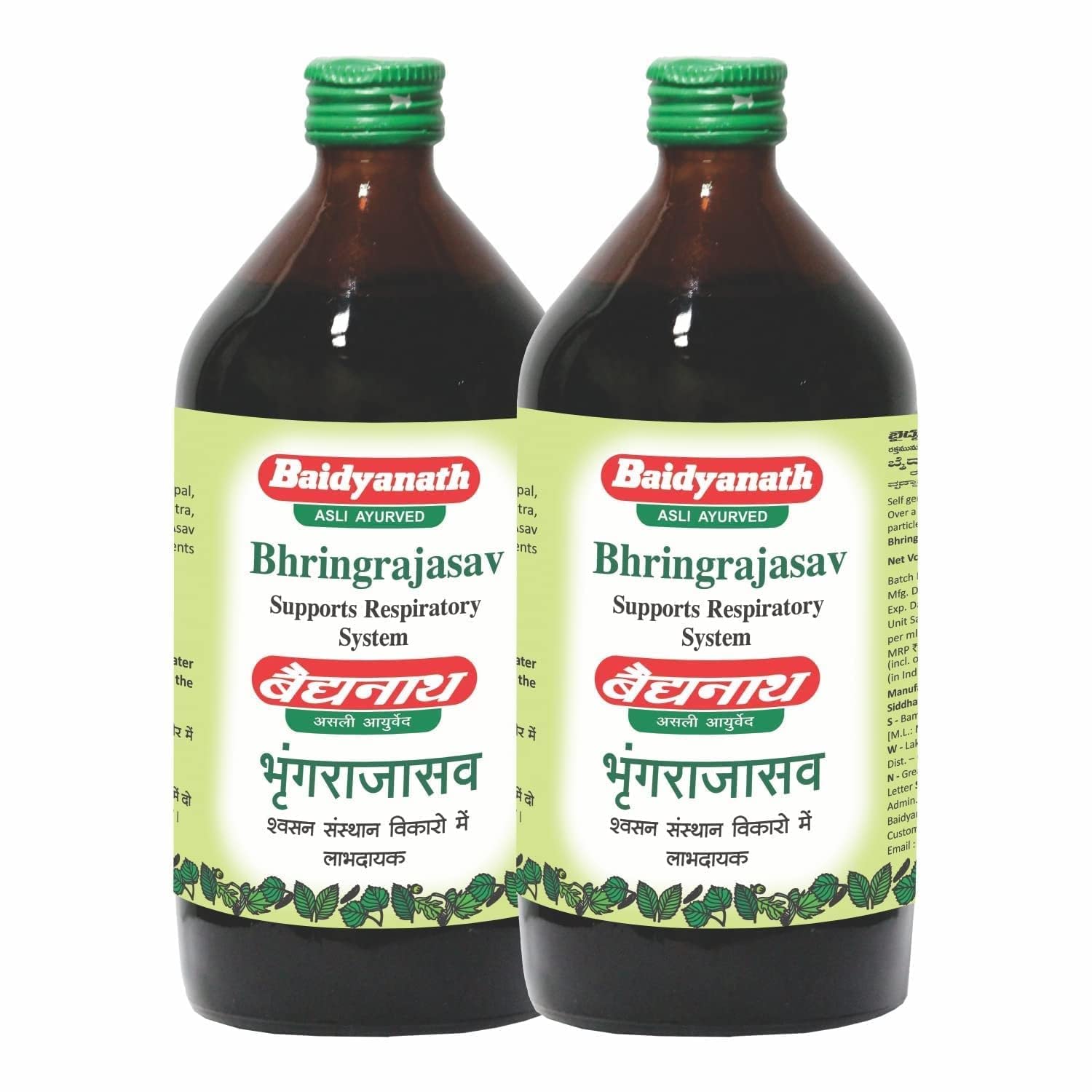 Baidyanath Bhringrajasava Syrup  450 Ml (Pack Of 2) | Herbal Ayurvedic Formula For Healthy Hair, Liver Wellness & Digestive Hea