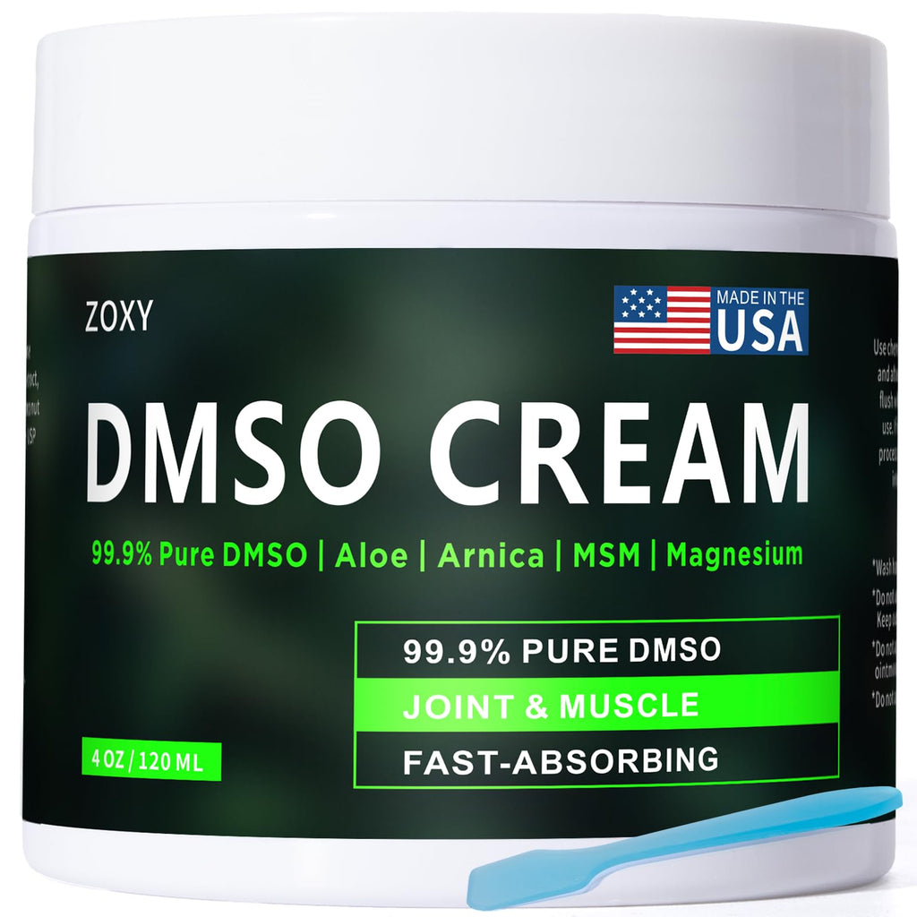 ZOXY DMSO Cream, 99.9% Pure, with Magnesium, MSM, Frankincense, Aloe Vera, Turmeric, Herbal, and Arnica, Quickly Absorbed, Low O