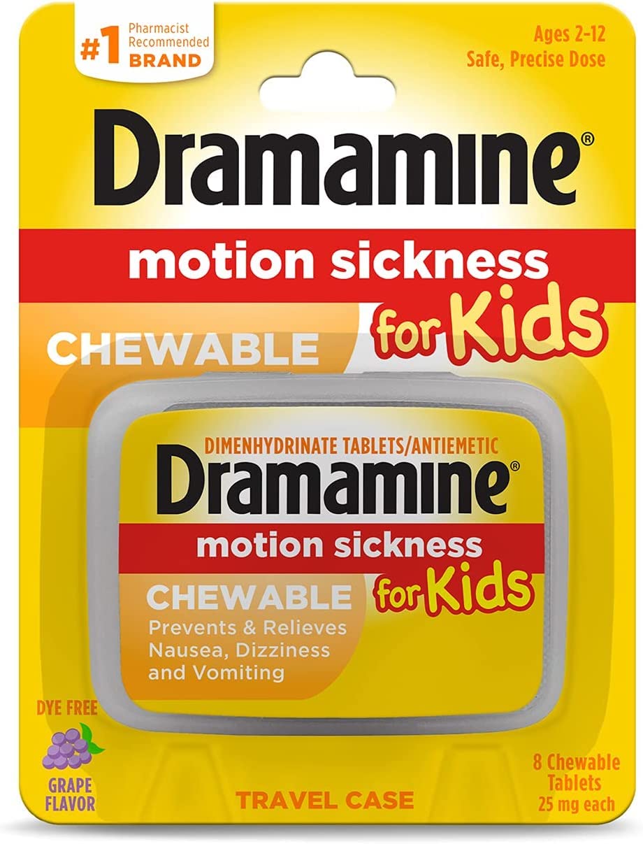 Dramamine for Kids Chewable Tablets, Grape Flavor 8 ea (Pack of 5)