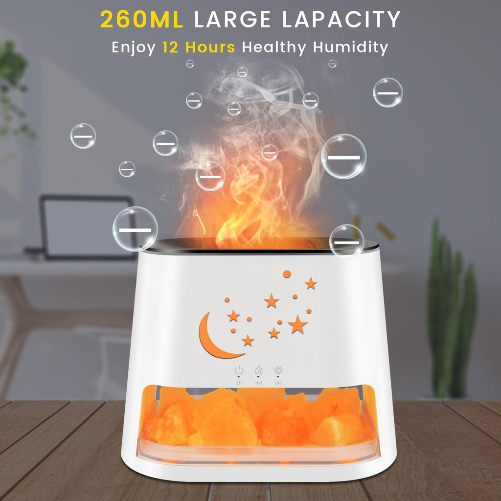HEEYCEM 260ml Essential Oil Diffuser & Himalayan Salt Lamp with Remote Control, 8 LED Colors, Timer & Auto-Off Cool Mist Humidif