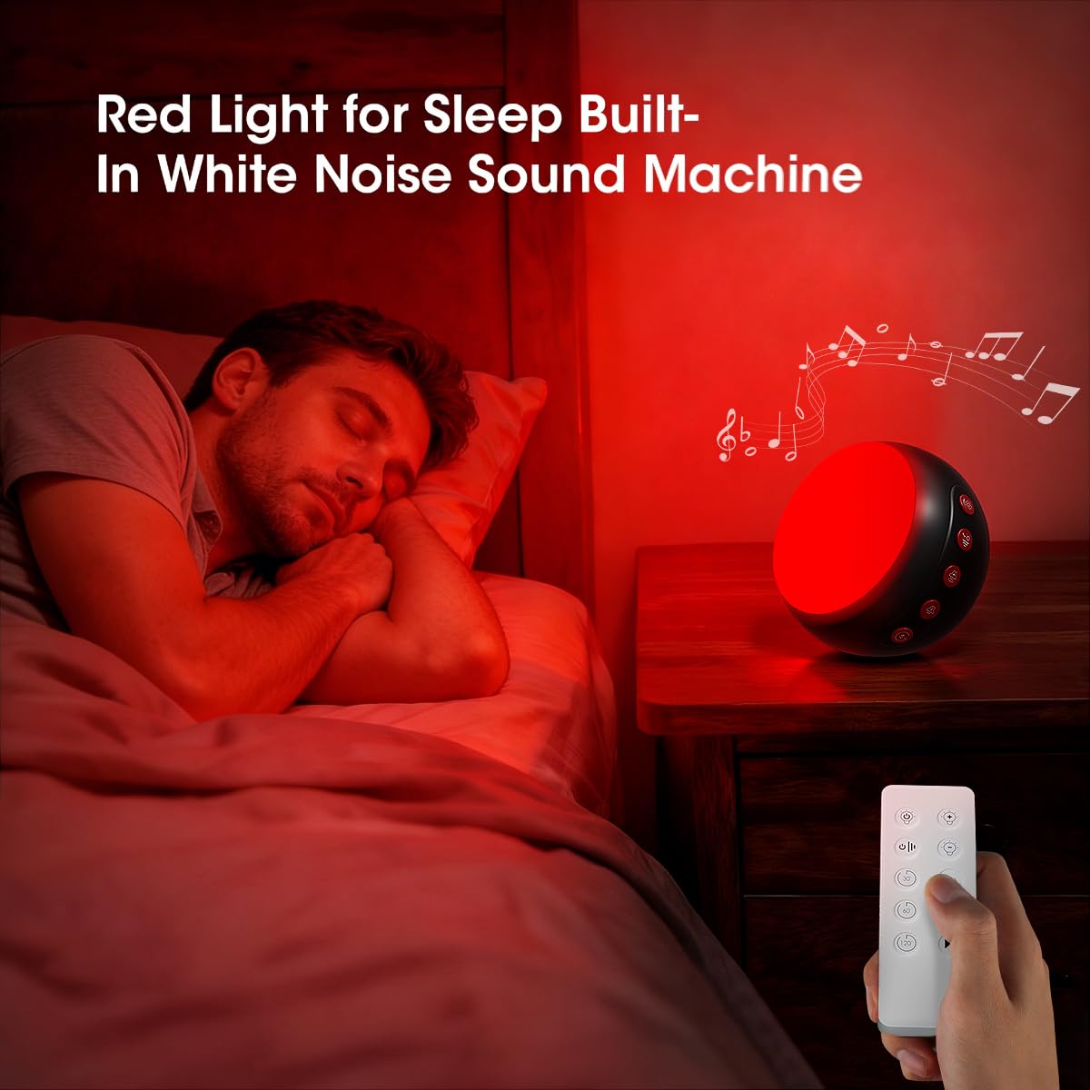 630nm Red Light Therapy Sleep Device, Red Night Light Lamp to Support Deep Relaxation and Improve Sleeping for Adult & Elderly A