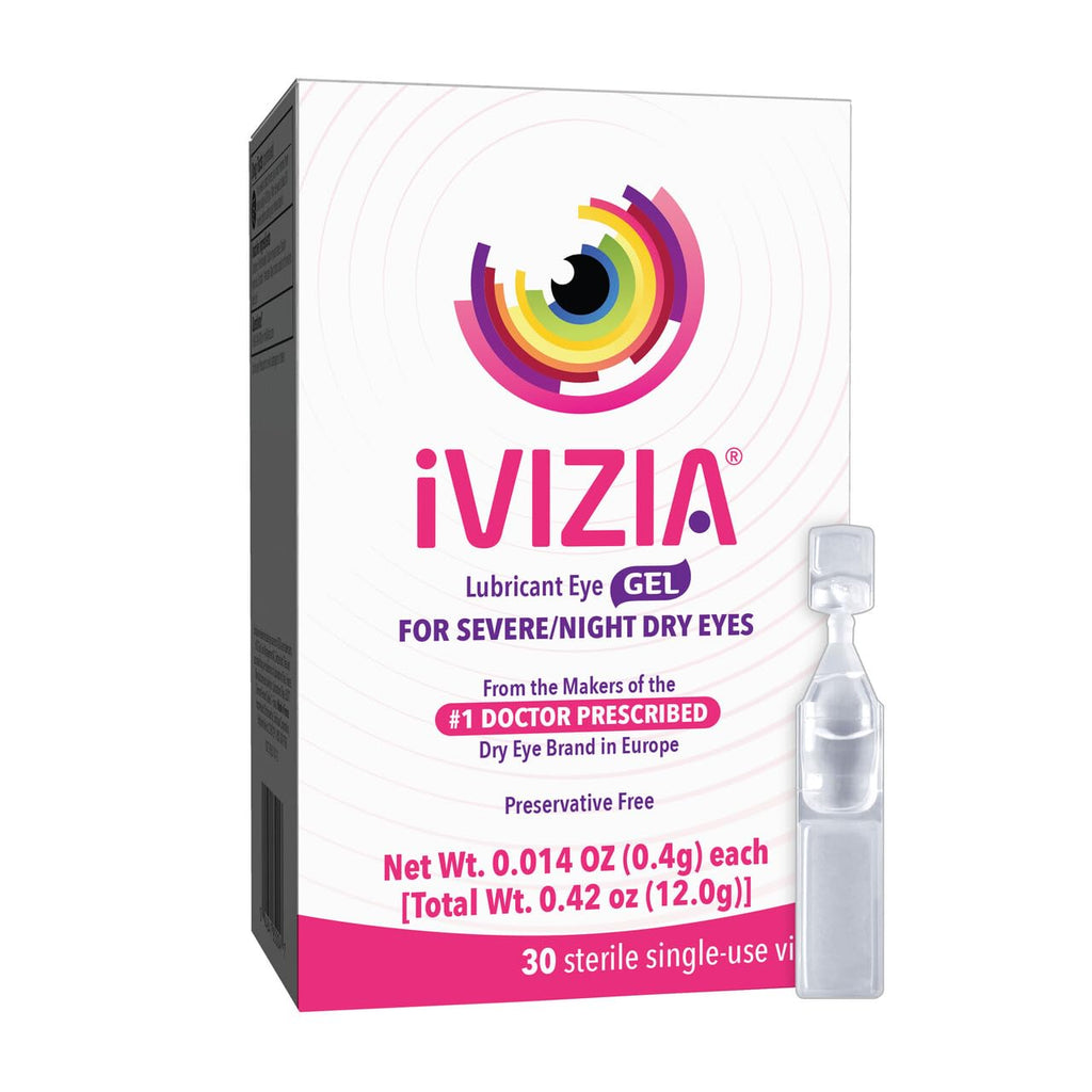 iVIZIA Lubricant Eye Gel for Severe and Nighttime Dry Eye Relief, Preservative-Free, Moisturizing, 30 Sterile Single-Use Vials P