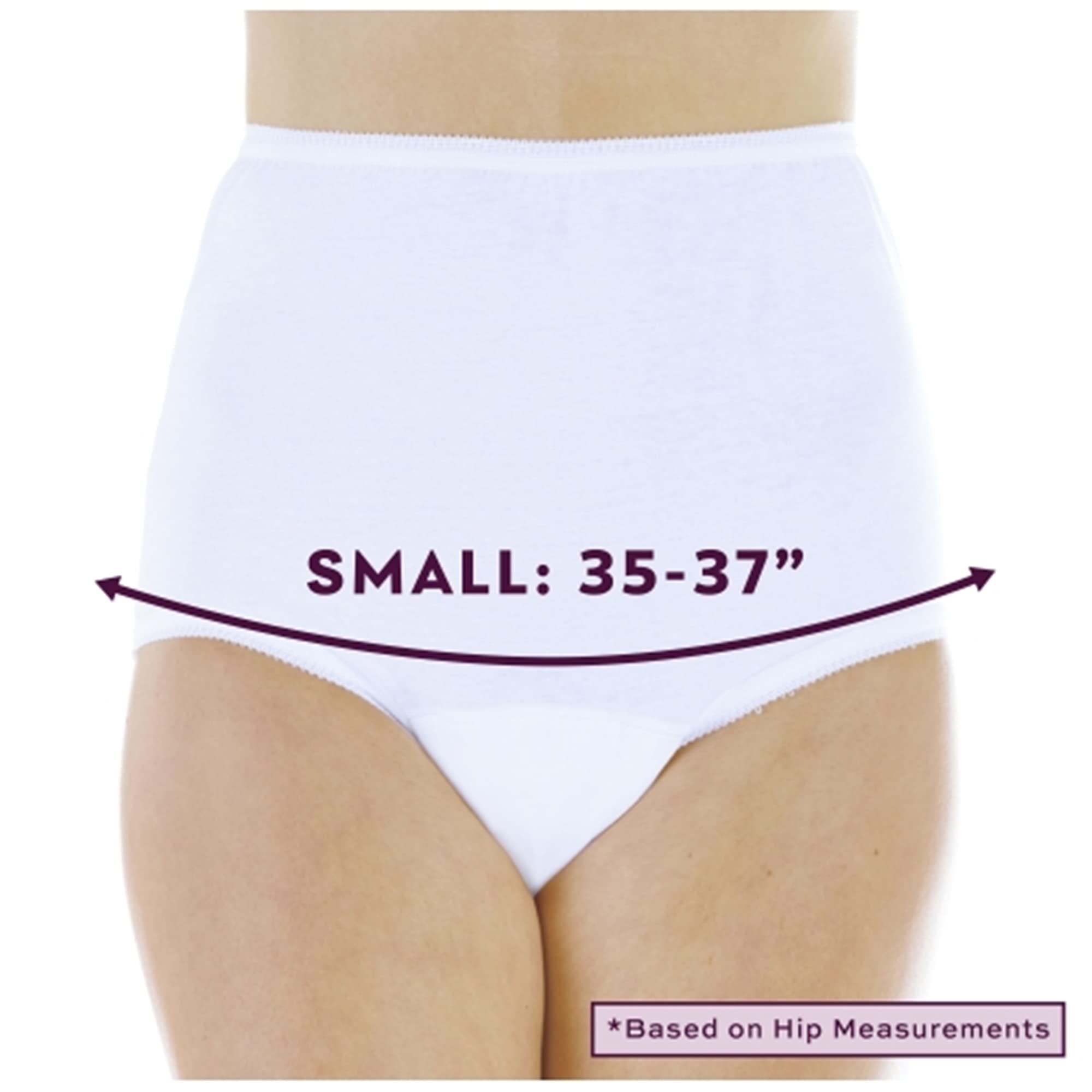 Wearever (3-Pack) Womens White Cotton Comfort Regular Absorbency (0.5 Cup) Incontinence Panties Small (Fits Hip Sizes: 35-37)