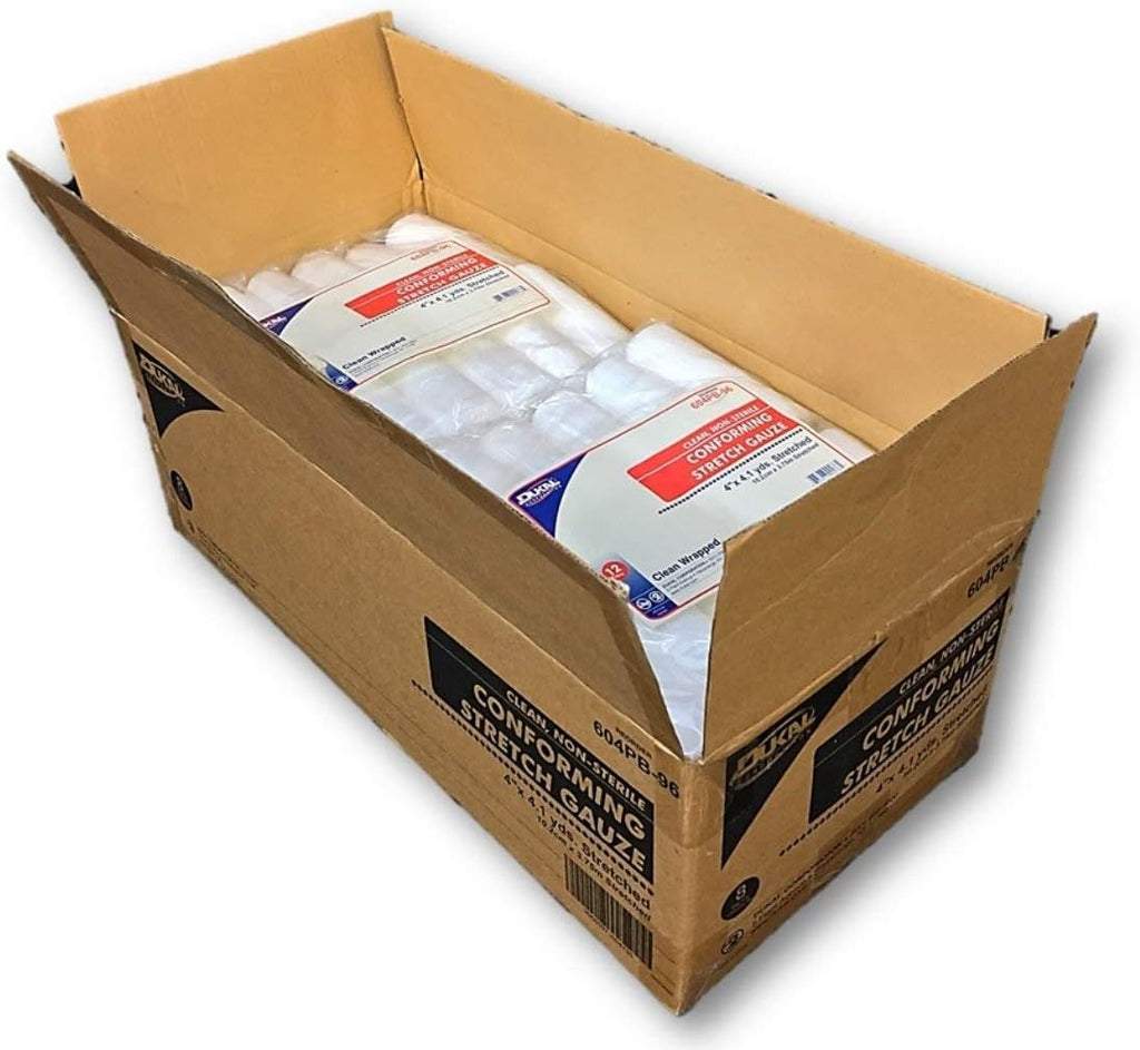 Case of Conforming Stretch Gauze, 96 Clean Wrapped Rolls, 4x4.1yds By Dukal