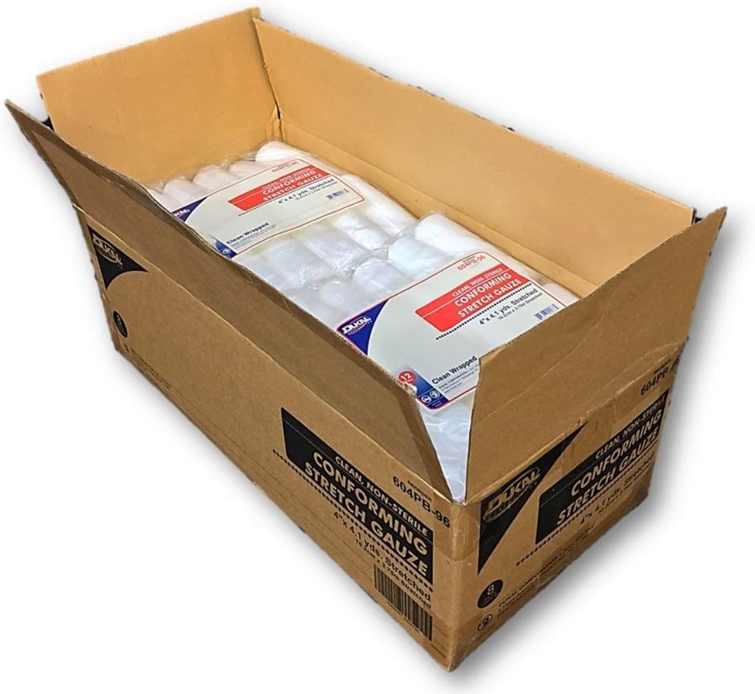 Case of Conforming Stretch Gauze, 96 Clean Wrapped Rolls, 4x4.1yds By Dukal