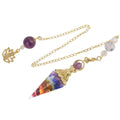 Rockcloud Healing Crystal Point Pendulum for Divination, Chakra Reiki Dowsing Balancing 6 Facet Pendant, 7 Chakra Stone