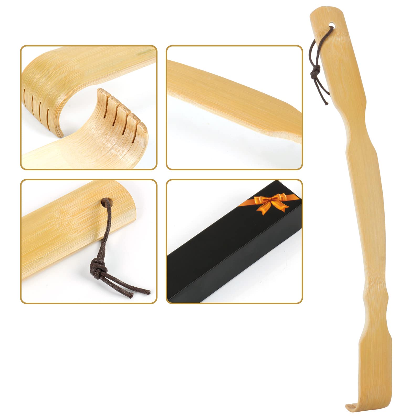 WARMLIFE Back Scratcher, 2 Pack Back Scratcher for Men Gifts for Women, 17 Inch Curved Long Handle Bamboo Back Scratcher Ideal G