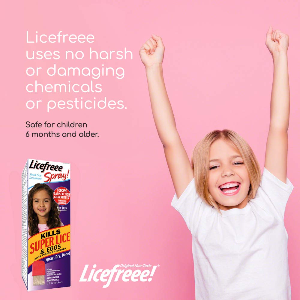 Licefreee Spray, Tec Labs Head Lice Spray, 6 Fl Oz, Includes Professional Metal Nit and Lice Comb, Easy Use Lice Treatments for