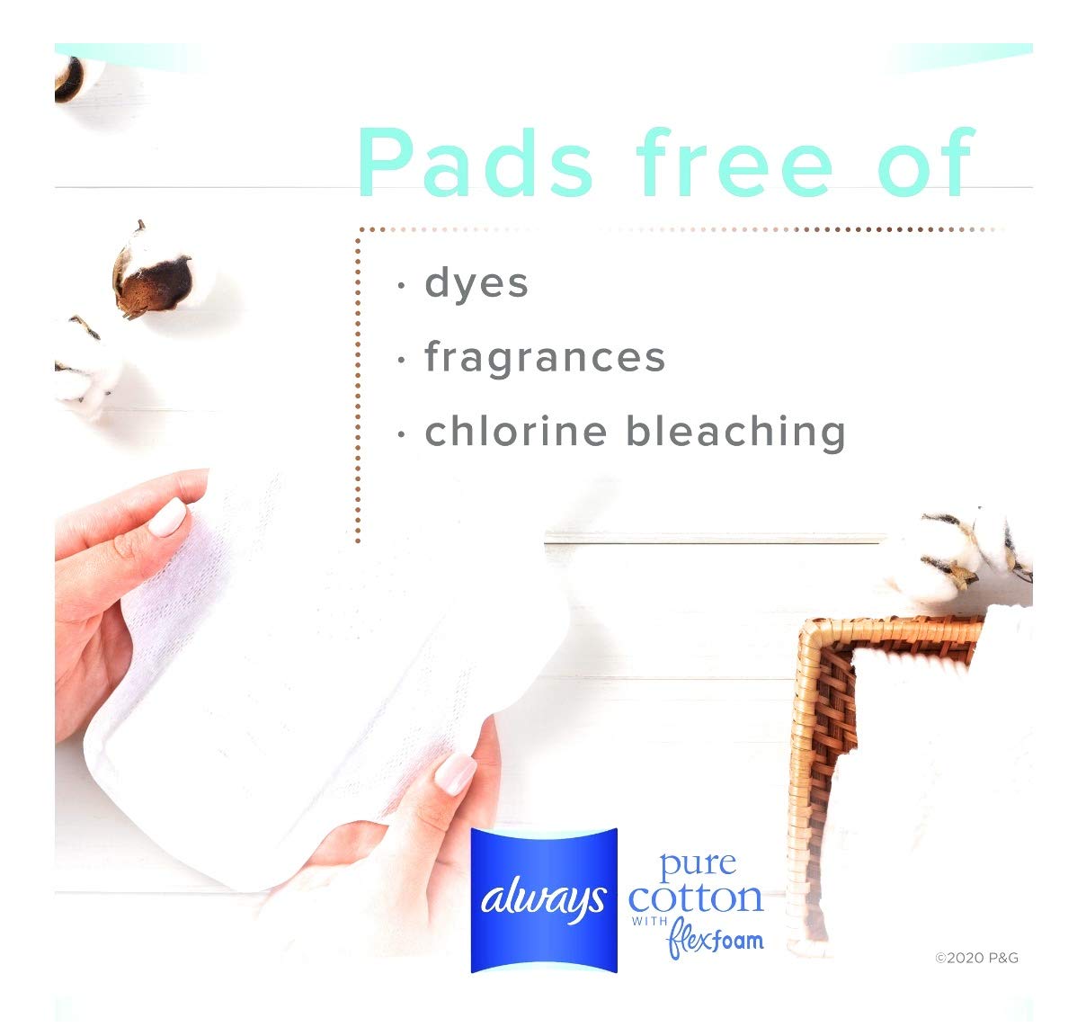 Always Pure Cotton with Flexfoam 12 Pads Size 2