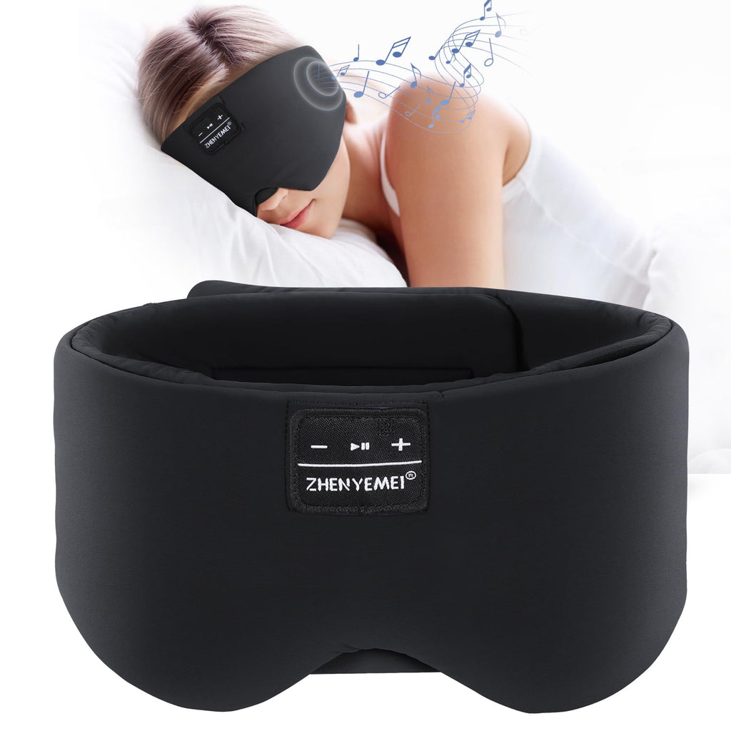 ZHENYEMEI Sleep Mask with Bluetooth Headphones, Blackout Sleep Headphones for Side Sleepers, Ultra-Thin Bluetooth 5.4 Stereo Spe