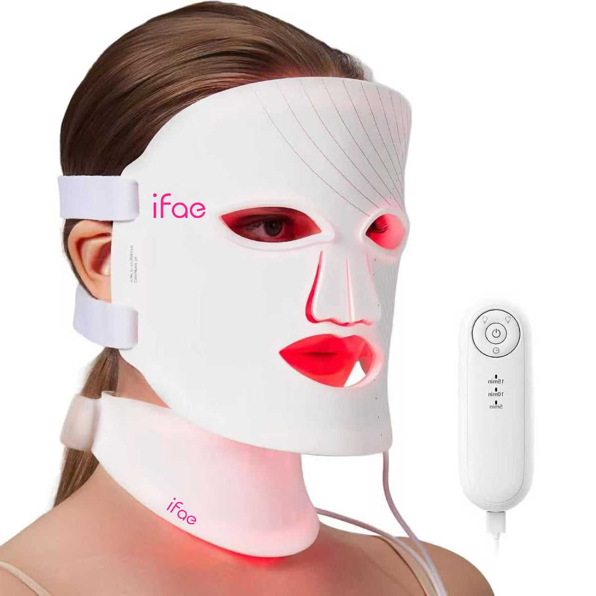 Red Light Therapy Mask for Face and Neck, 7 Colors with NIR Led Face Mask Light Therapy with Eye Protection and Remote, Recharge