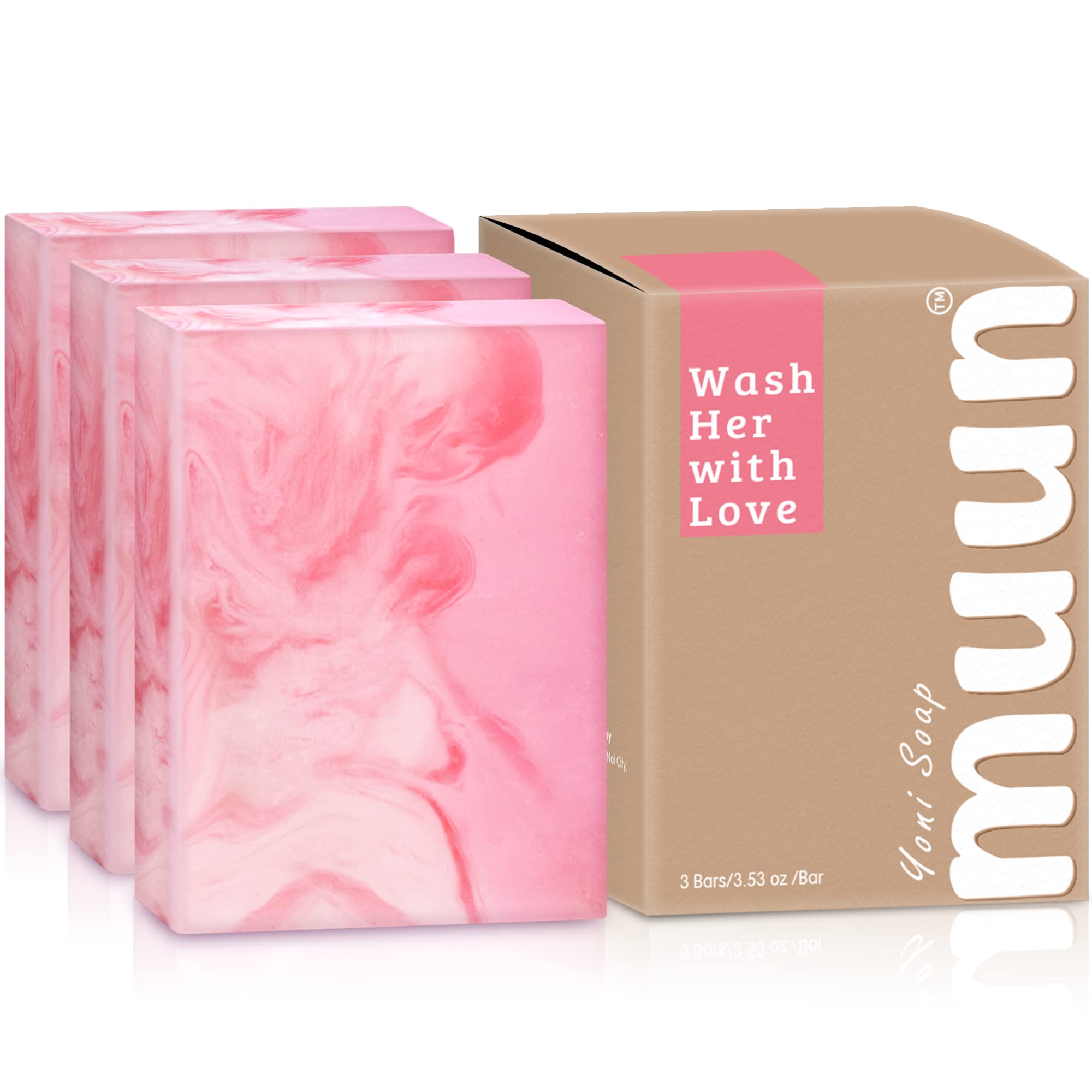 Muun Yoni Soap Bar - Pack 3 Ph Balance Probiotics & Natural Ingredients - Gentle Cleansing Formula Eliminates Odor Vaginal Healt