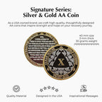 Silver & Gold 1-50 Years Alcoholics Anonymous Medallion AA Coin Capsule Included
