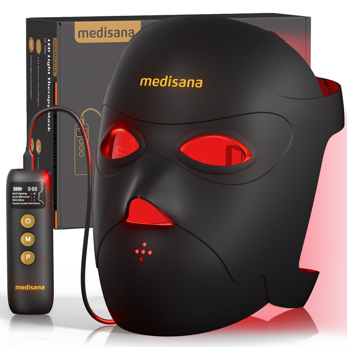 Medisana 3D Red Light Therapy Mask for Face, 336 LEDs Light Therapy Mask