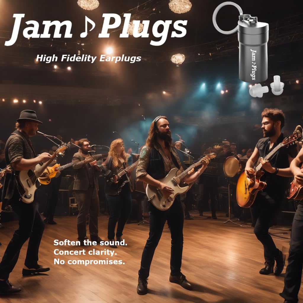 JamPlugs High Fidelity Ear Plugs for Concerts - Comfortable & Reusable (1 Pair)