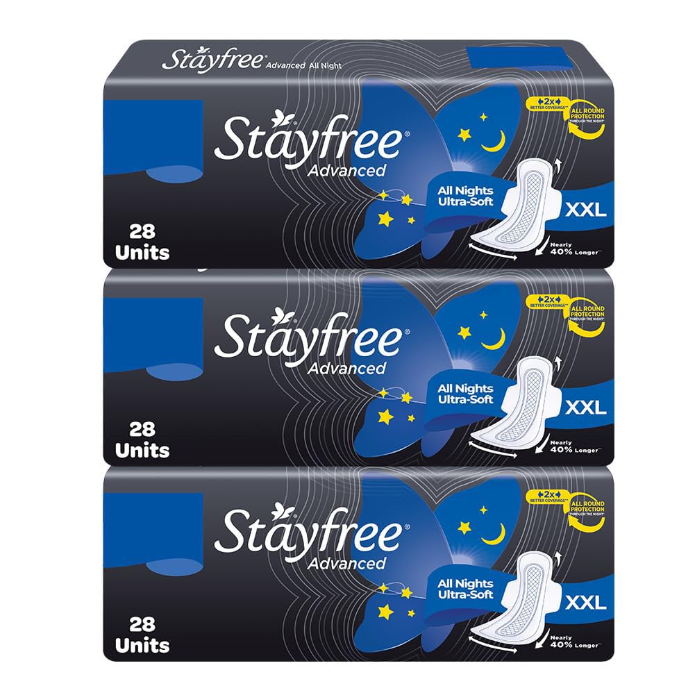 Stayfree Advanced Xxl|Combo Packs 84 Pads|All Night Ultra Comfort Sanitary Pads Women|Convert Heavy Flow Into Gel|Odour Control|