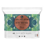 L. , Organic Cotton Ultra Thin Pads for Women, Super Absorbency, With Wings, 42 Count