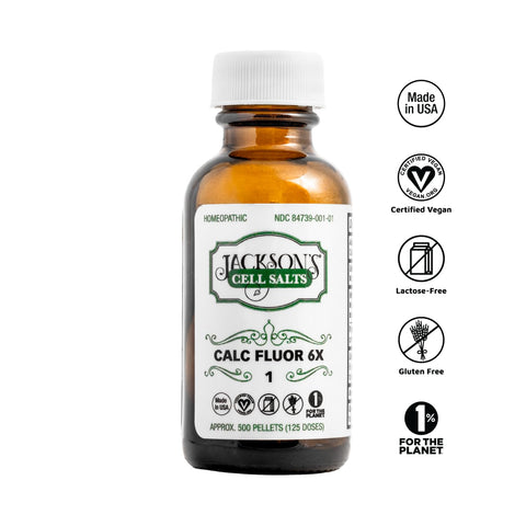 Jackson's #1 Calc Fluor 6X (500 Pellet Bottle) - Certified Vegan, Lactose-Free Schuessler Calcarea Fluorica 6X Made in The USA (