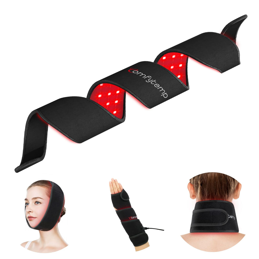 Comfytemp Red Light Therapy Wrap for Body, 37'' Near Infrared Light Belt for Neck Face Chin Knee Ankle Pain Relief, 10W Wearable