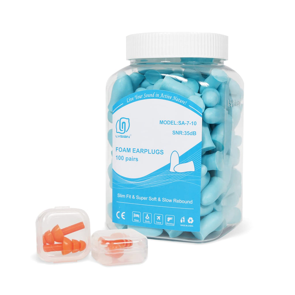LYSIAN Slim Fit Foam Ear Plugs for Sleeping Women, Kids Small-100 Pairs, 35dB SNR Noise Reduction Earplugs Disposable for Sleep,