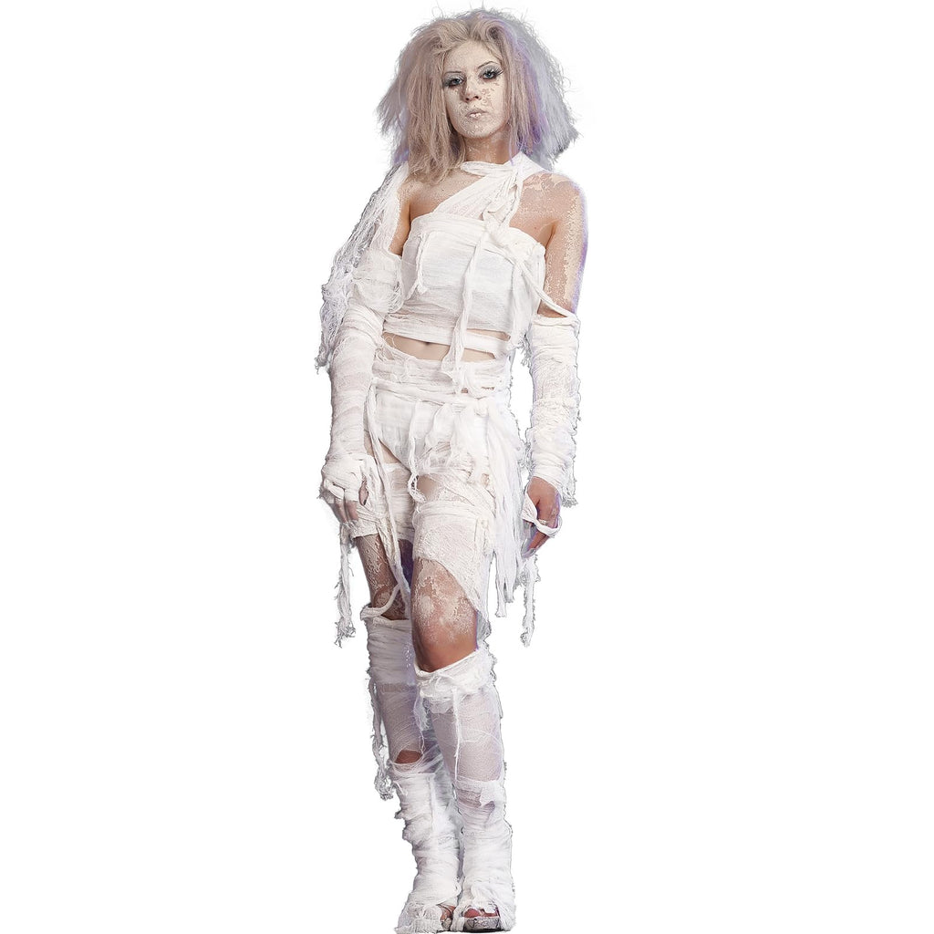 Preboun Halloween Mummy Bandage Wrap Bloody Gauze Zombie Makeup Props Creepy Costume Bandage Cosplay Party(White,131.2 ft X 3.15