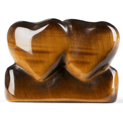 ZHIYUXI 1.8'' Tiger Eyes Crystal Double Heart Stone Healing Crystal Heart Shaped Rock for Desk Decor Healing Crystals Polished R