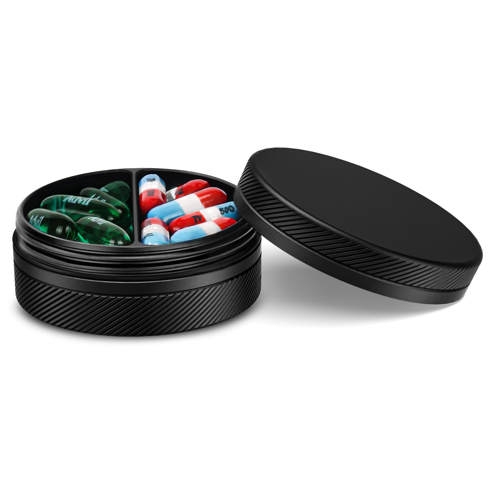 Aufew Small Pill Case, Durable Metal Pill Box, Airtight & Waterproof for Travel and Daily Use, Portable Vitamin Holder for Pocke