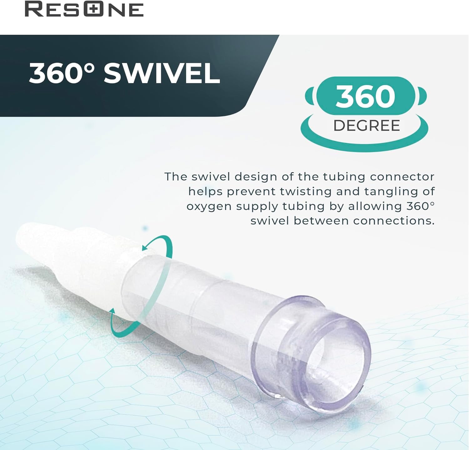 ResOne Oxygen Tubing Swivel Connectors 5-Pack, Cannula, Hose, Tube Connectors, Oxygen Line Splitter, Concentrator Supplies, 360-