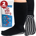Extra Wide Socks For Swollen Feet, Wide Calf Socks, Diabetic Socks for Women, Hospital Socks for Men With Grips, Lymphedema Sock