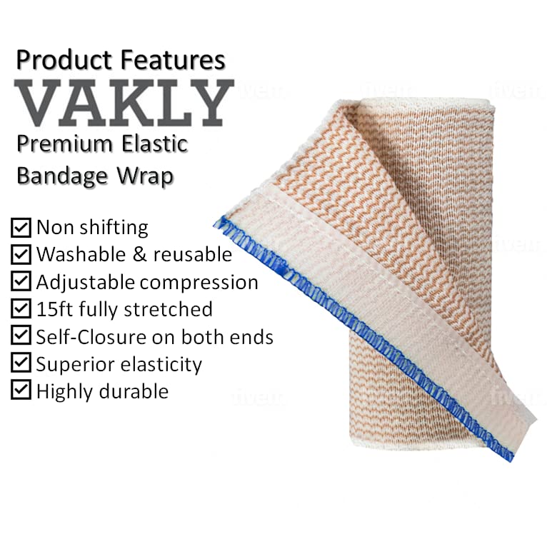 Elastic Bandage Wrap with Self-Closure [Pack of 10] 4 Inch Comfort Athletic Compression Roll, 5 Yards Stretched for Customized C
