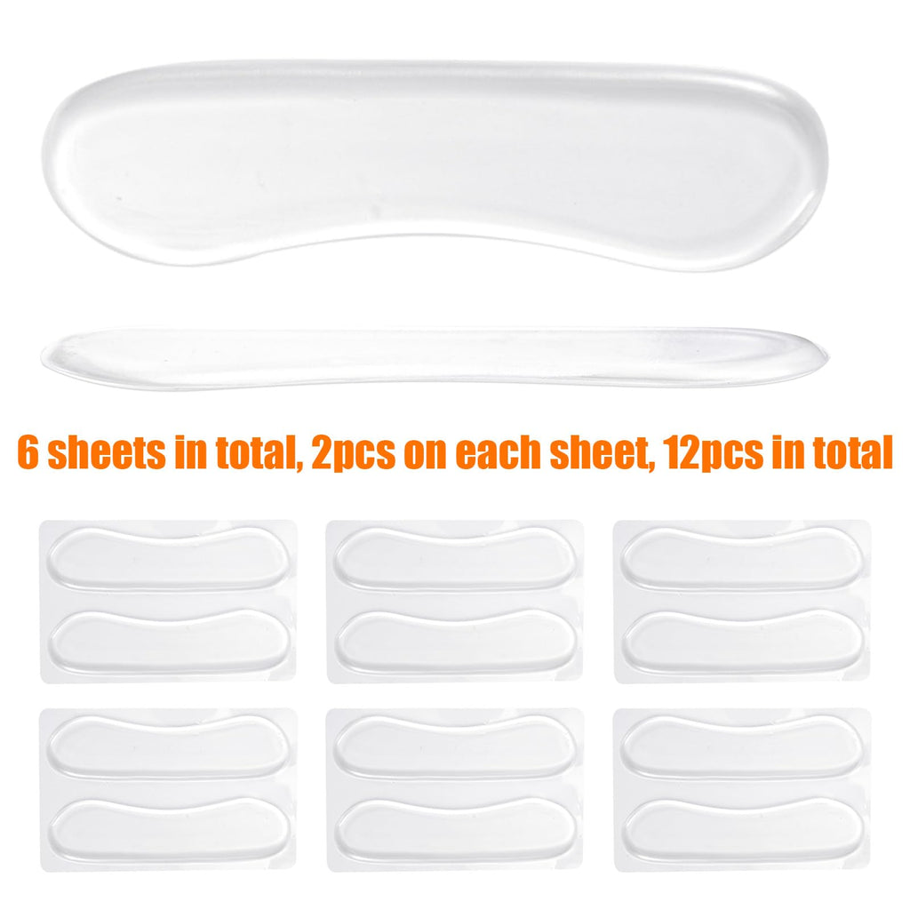 6 Pairs Sandal Strap Cushion Strips, Transparent Self-Adhesive Heel Liners Anti-Slip Heel Strap Cushion Pads for Shoes Too Big S