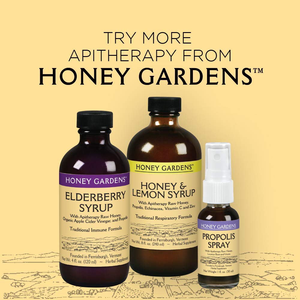 Honey Gardens Wild Cherry Bark Syrup | Traditional Respiratory Formula w/ Apitherapy Raw Honey | 48 Servings | 8 fl oz