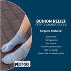 OS1st Bunion Relief Socks (One Pair) with split-toe design and bunion pad to relieve toe friction and bunion/Hallux Valgus pain