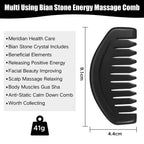 LEOSENSE Gua Sha Comb, Natural Sibin Bian Stone Scalp Massage Comb, Facial GuaSha Tool for Lift and Puffiness, Jade Gua Sha Scra