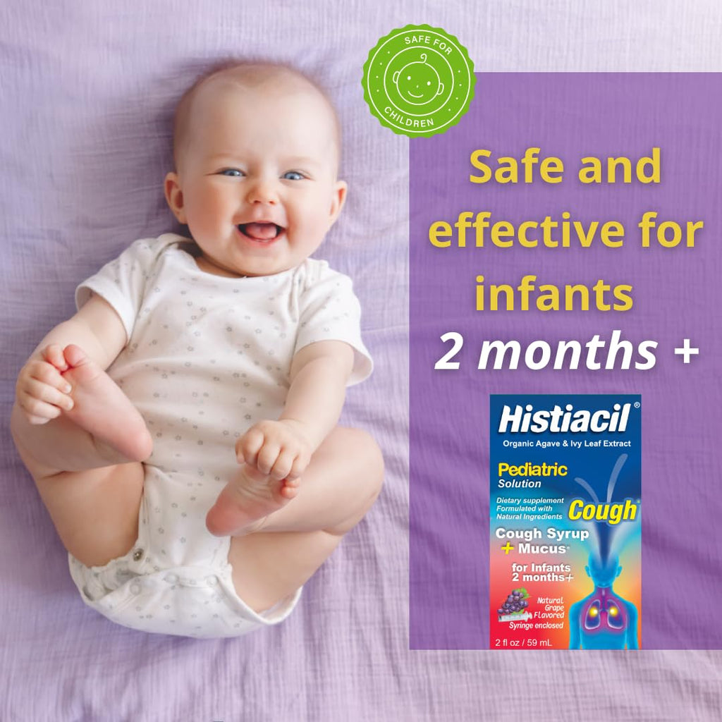 Histiacil Organic Agave Jarabe para TOS, Infants 2 Months and Older, Cough + Mucus Relief Made with Agave & Ivy Leaf Extract, Pe