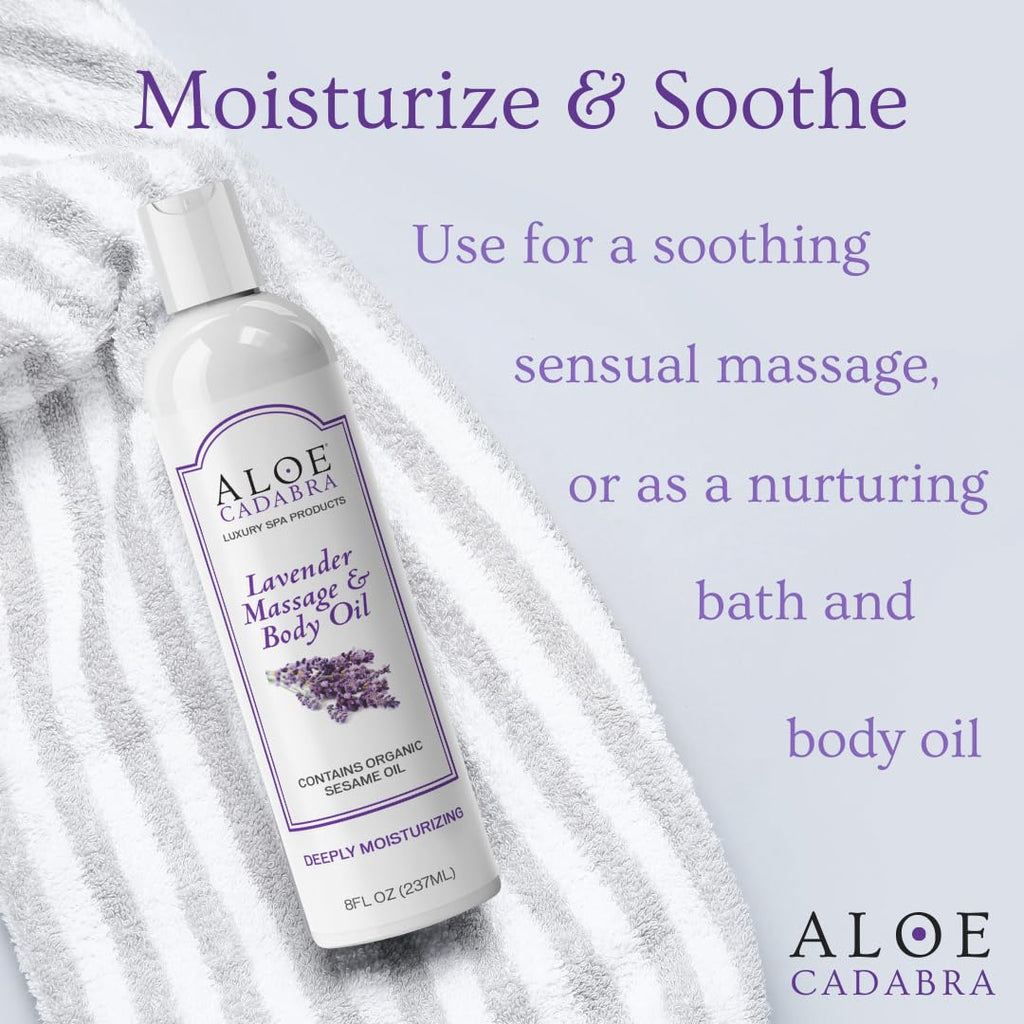 Aloe Cadabra Body Massage Oil for Men, Women, Couples, Relaxing Therapeutic Massage, Aromatherapy, Moisturizing Bath & Body Oil
