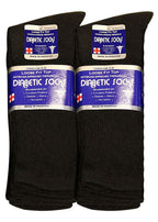 Physicians Approved Diabetic Socks Crew Unisex 3, 6 or 12-Pack (10-13, 6 Pairs Black)