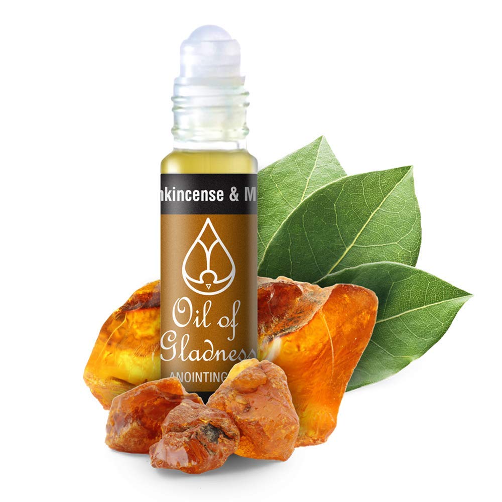 Oil of Gladness Frankincense and Myrrh Anointing Oil - Oil for Daily Prayer, Ceremonies, and Blessings 1/3 oz Roll-On