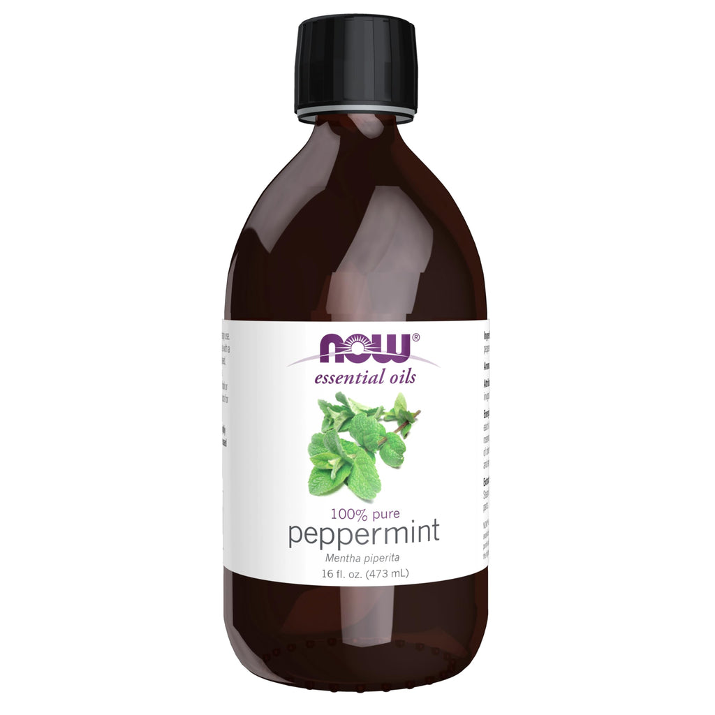 NOW Essential Oils, Peppermint Oil, Invigorating Aromatherapy Scent, Steam Distilled, 100% Pure, Vegan, Child Resistant Cap, 16-
