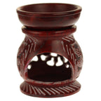 Oil Diffuser - Red Soapstone Oil Burner Round leaves 4