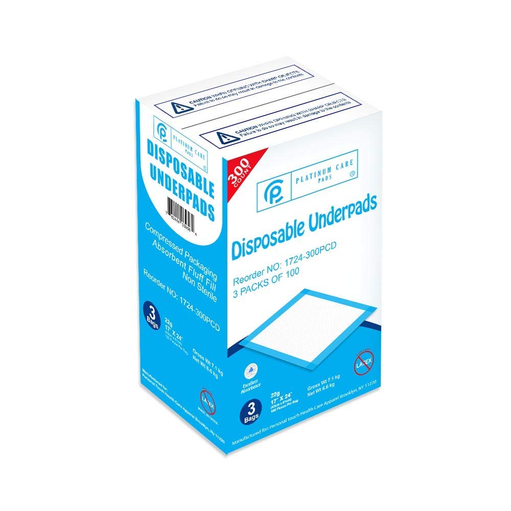 Platinum Care Pads Disposable Underpad, Blue (Chux) (17 Inches X 24 Inches 300 Per Case)